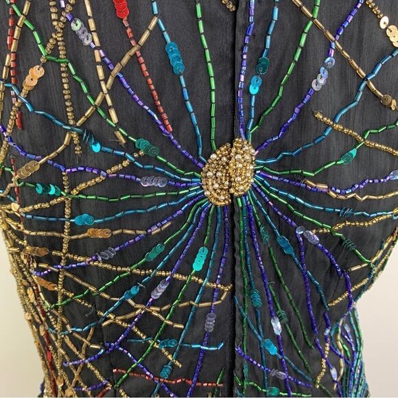 Vintage Lawrence Kazar Y2K New Year’s  Sequin Beaded Silk Top Sz L - Picture 11 of 11